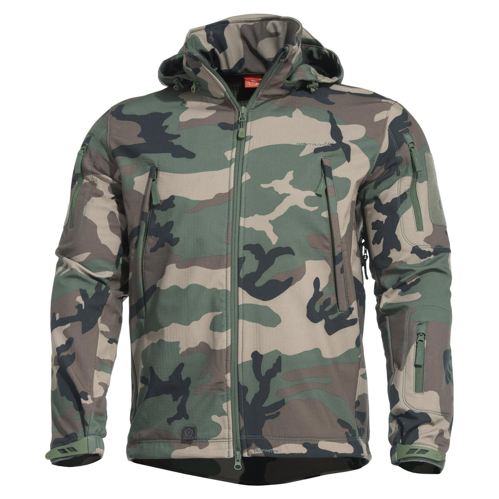 Geaca softshell tactica Artaxes Woodland Pentagon