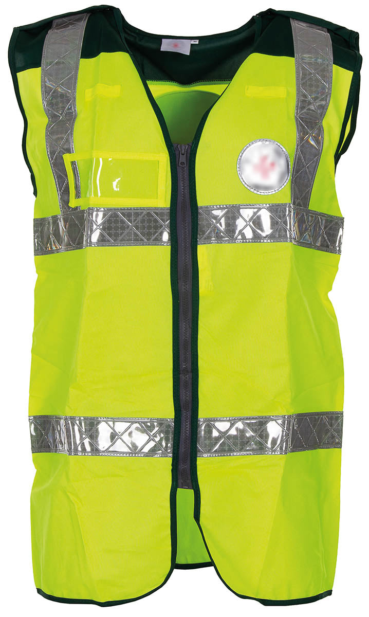 Vesta de semnalizare britanica RED CROSS cu reflectorizant, galben surplus militar autentic | NECLINTIT