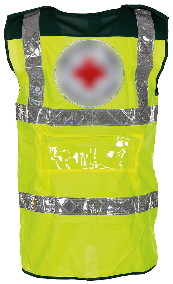 Vesta de semnalizare britanica RED CROSS cu reflectorizant, galben surplus militar autentic | NECLINTIT