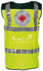 Vesta de semnalizare britanica RED CROSS cu reflectorizant, galben surplus militar autentic | NECLINTIT