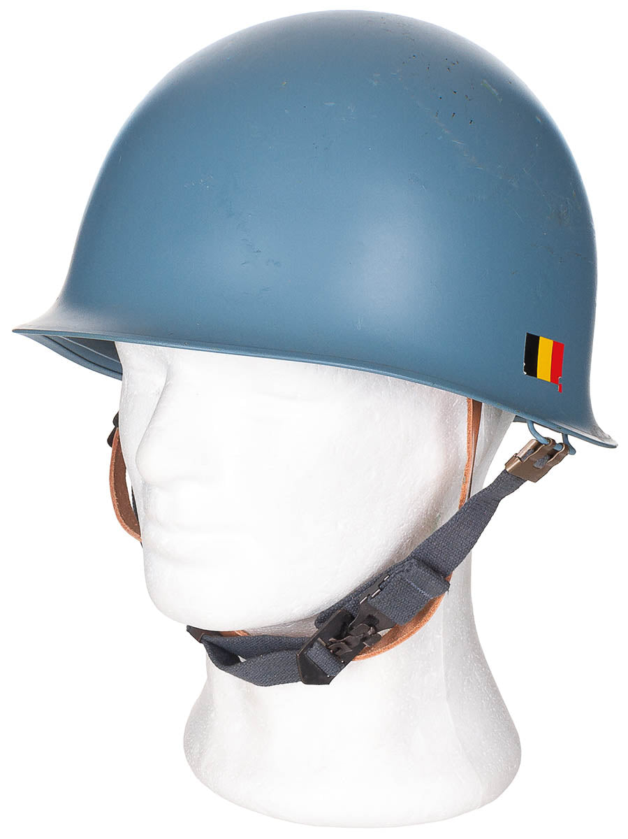 Casca M51 Armata Belgiana albastru deschis cu casca interioara din plastic surplus militar autentic | NECLINTIT