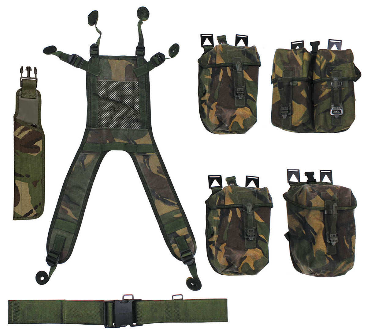 Set 7 piese curea, bretele, buzunare si teaca DPM Armata Britanica surplus militar autentic | NECLINTIT