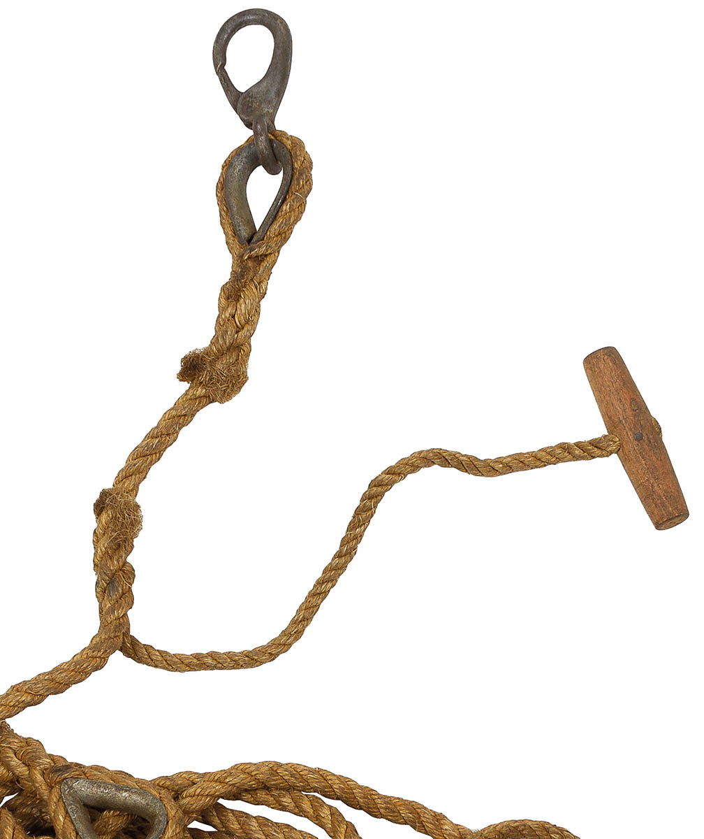 Franghie de canepa suedeza 13 mm, aprox. 20 m, cu manere de lemn surplus militar autentic | NECLINTIT