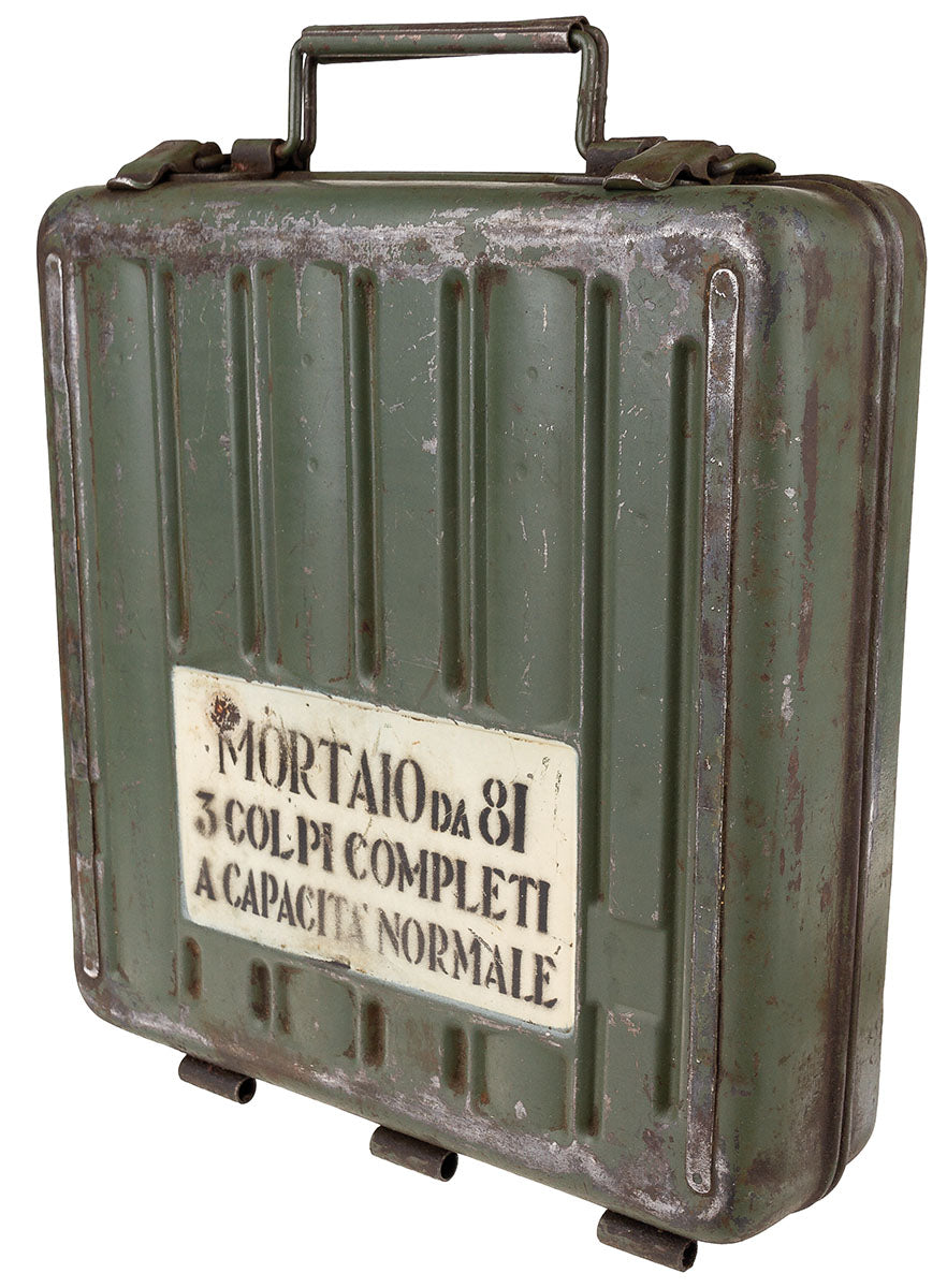 Cutie metalica munitie mortier 81mm, italiana surplus militar autentic