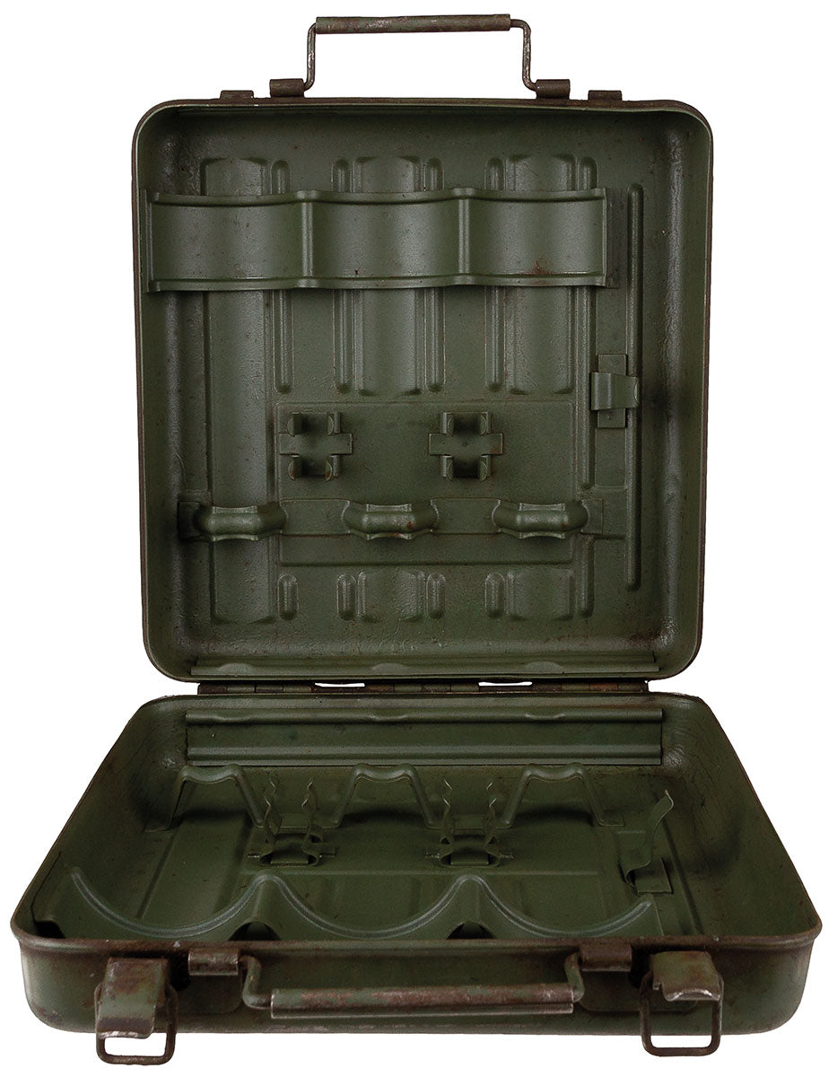 Cutie metalica munitie mortier 81mm, italiana surplus militar autentic