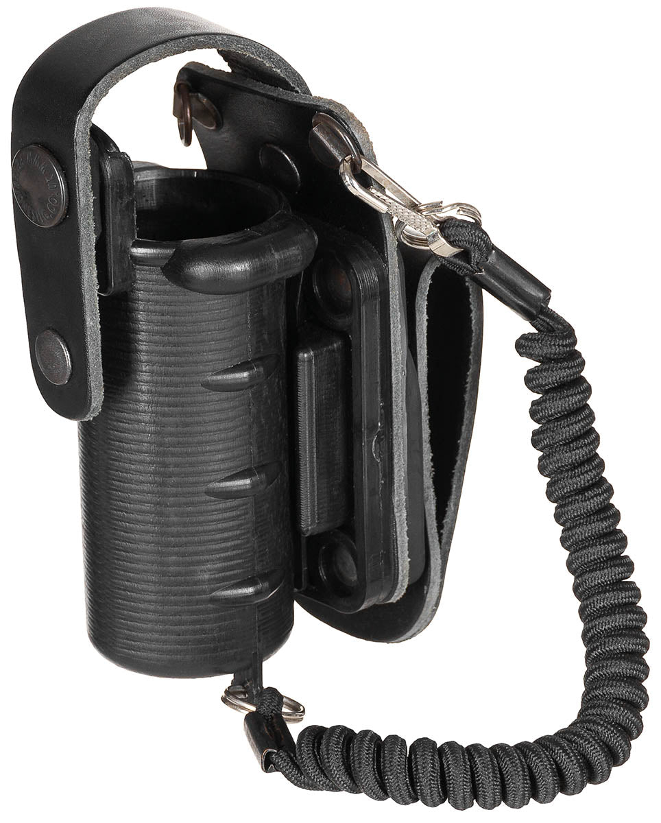 Teaca din piele pentru spray de autoaparare PETER JONES P175, cu snur spiralat surplus militar autentic | NECLINTIT