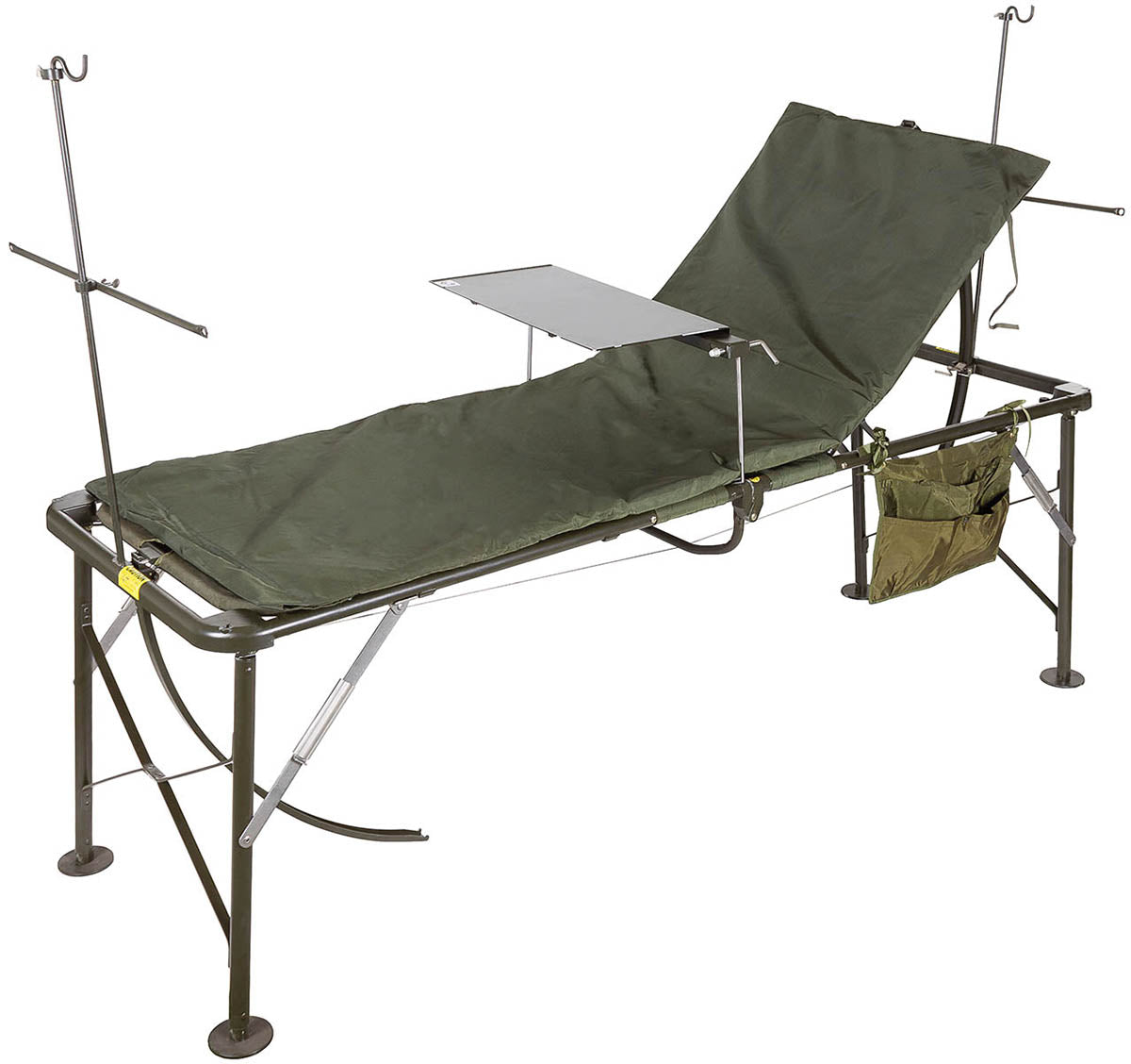 Pat de spital militar pliabil US, oliv surplus militar autentic