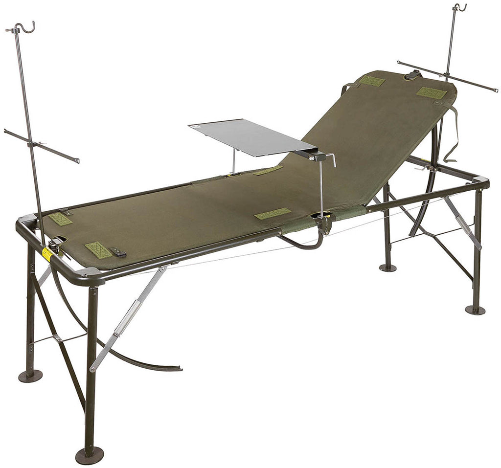 Pat de spital militar pliabil US, oliv surplus militar autentic