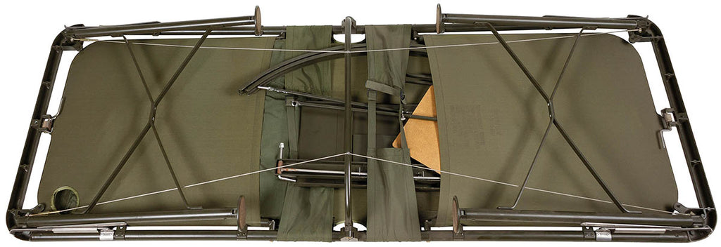 Pat de spital militar pliabil US, oliv surplus militar autentic
