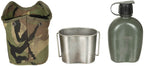 Bidon apa olandez cu husa camuflaj si cana inox surplus militar autentic