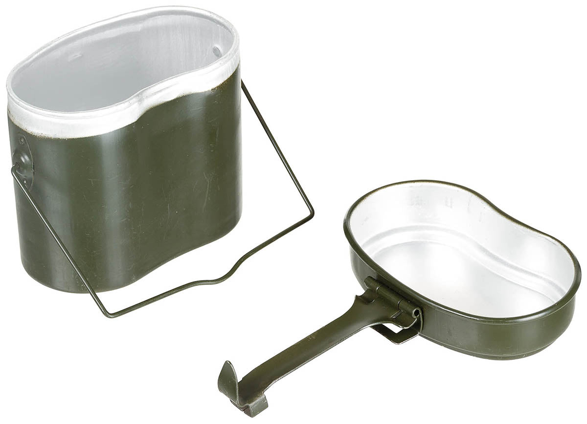 Gamela Armata Romana oliv, 2 piese, cu capac si maner pliabil surplus militar autentic | NECLINTIT