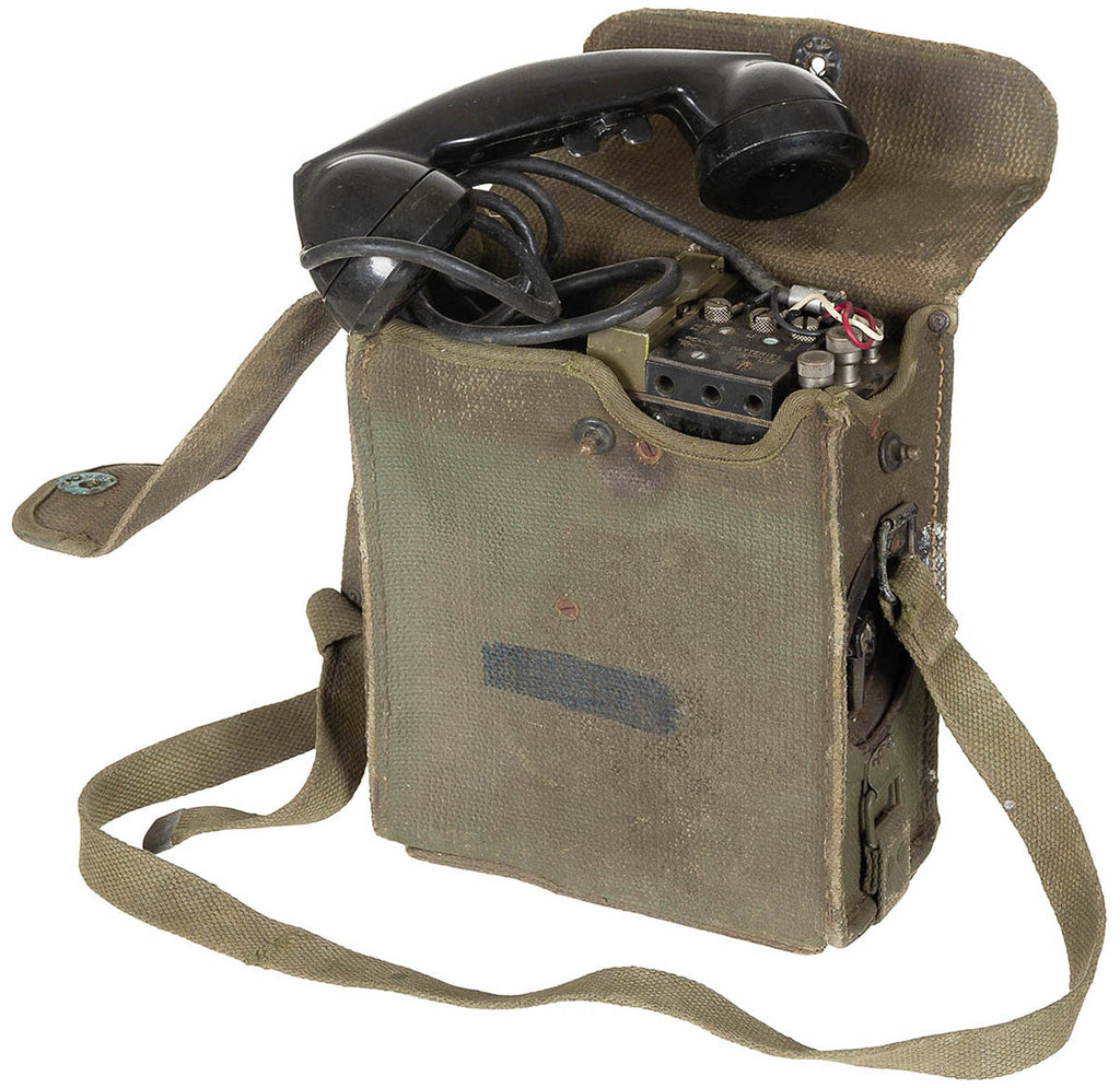 Telefon de campanie US EE-8, cu husa canvas surplus militar autentic