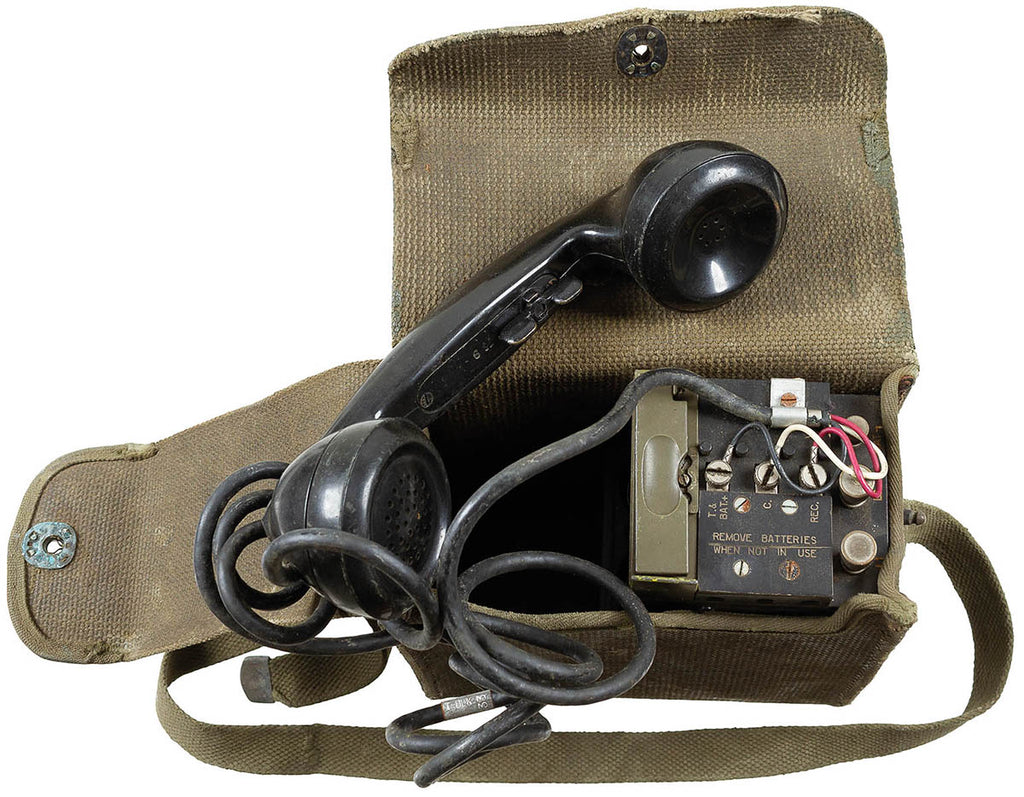 Telefon de campanie US EE-8, cu husa canvas surplus militar autentic