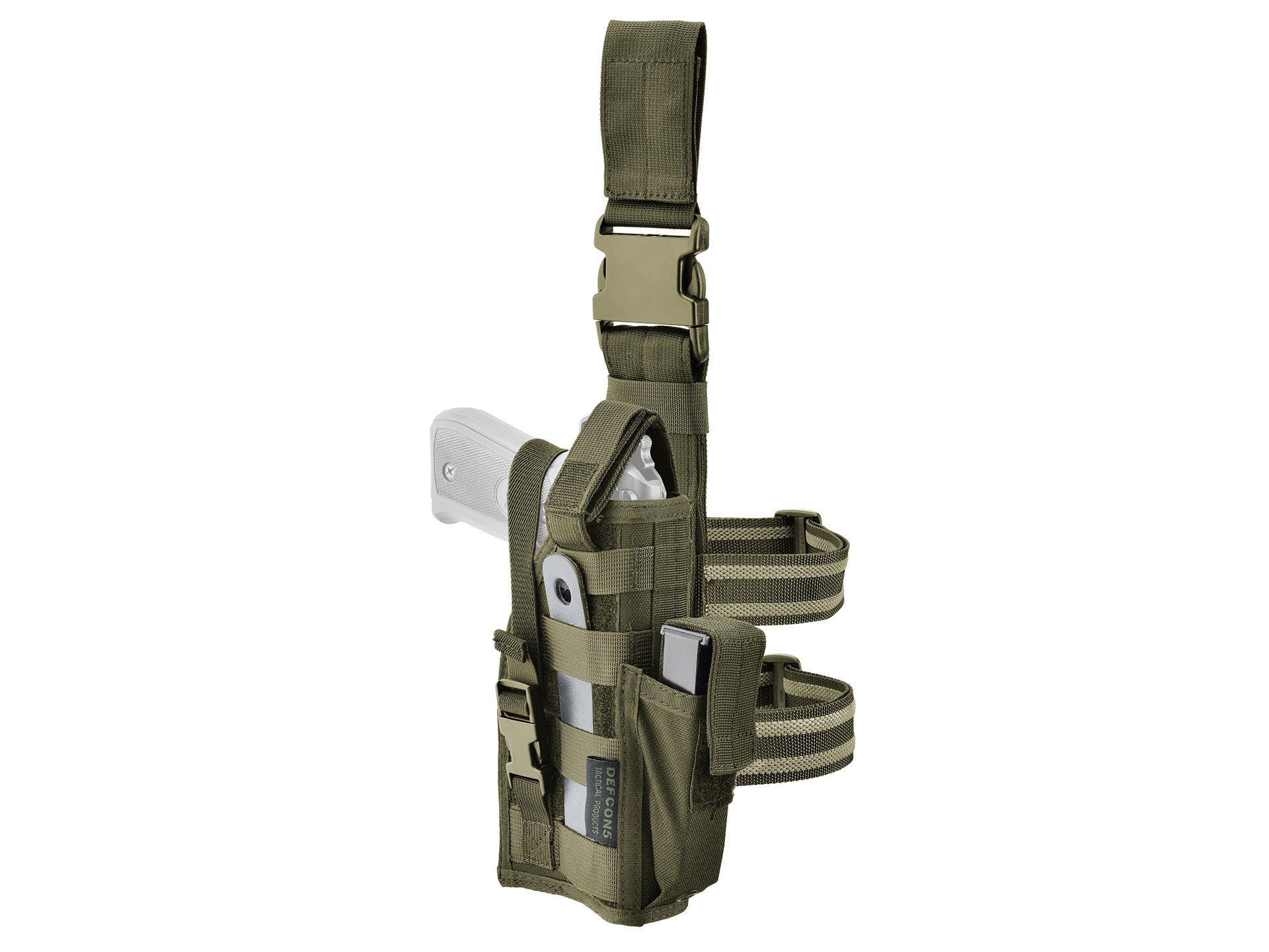 Toc de pistol ambidextru de coapsa Defcon 5 — Culoare: OD Green