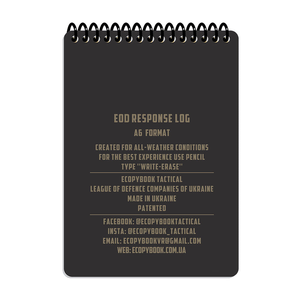Jurnal de interventie EOD Response Log A6 Ecopybook Tactical