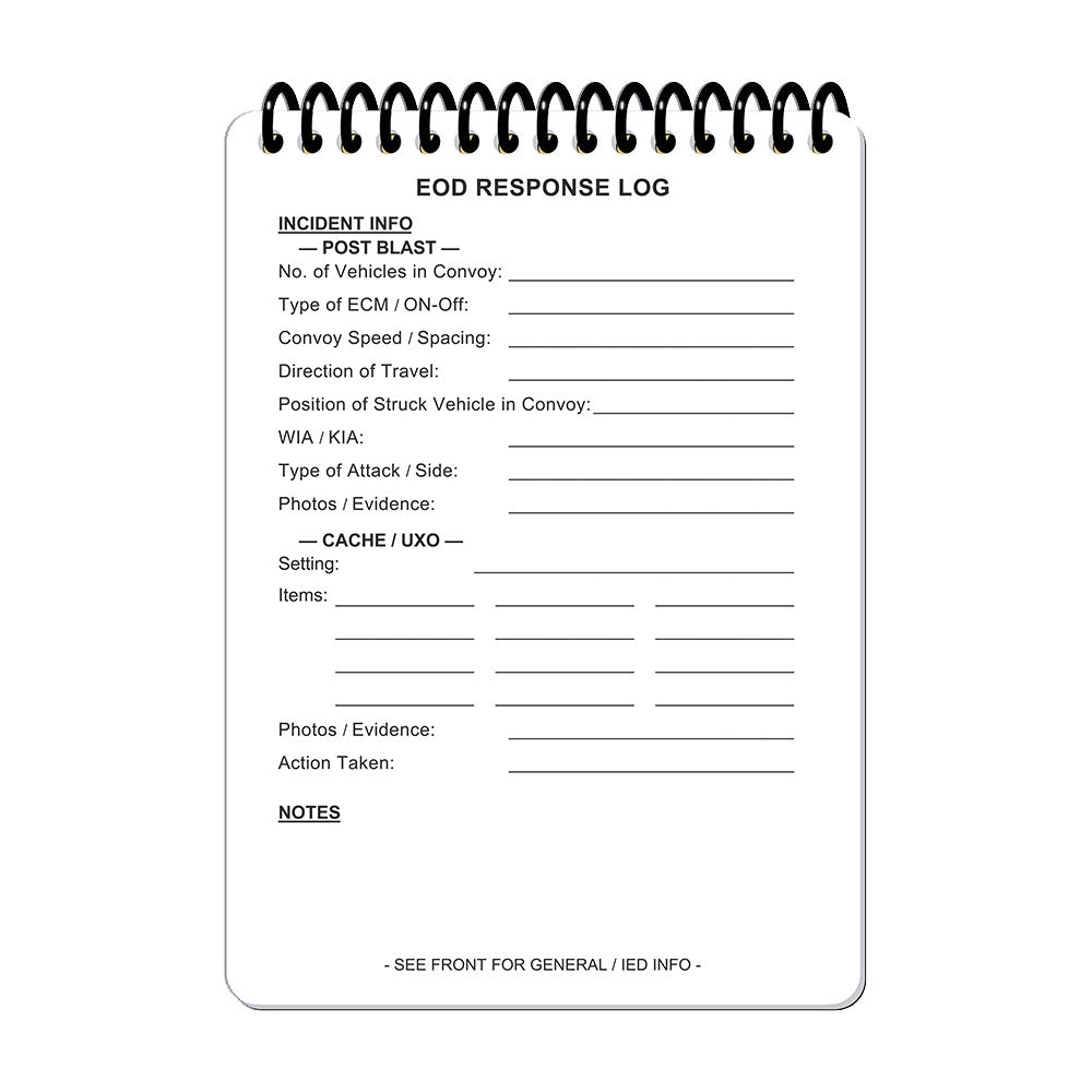 Jurnal de interventie EOD Response Log A6 Ecopybook Tactical