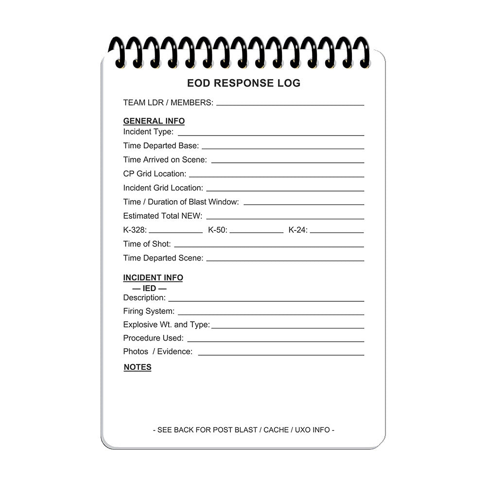 Jurnal de interventie EOD Response Log A6 Ecopybook Tactical