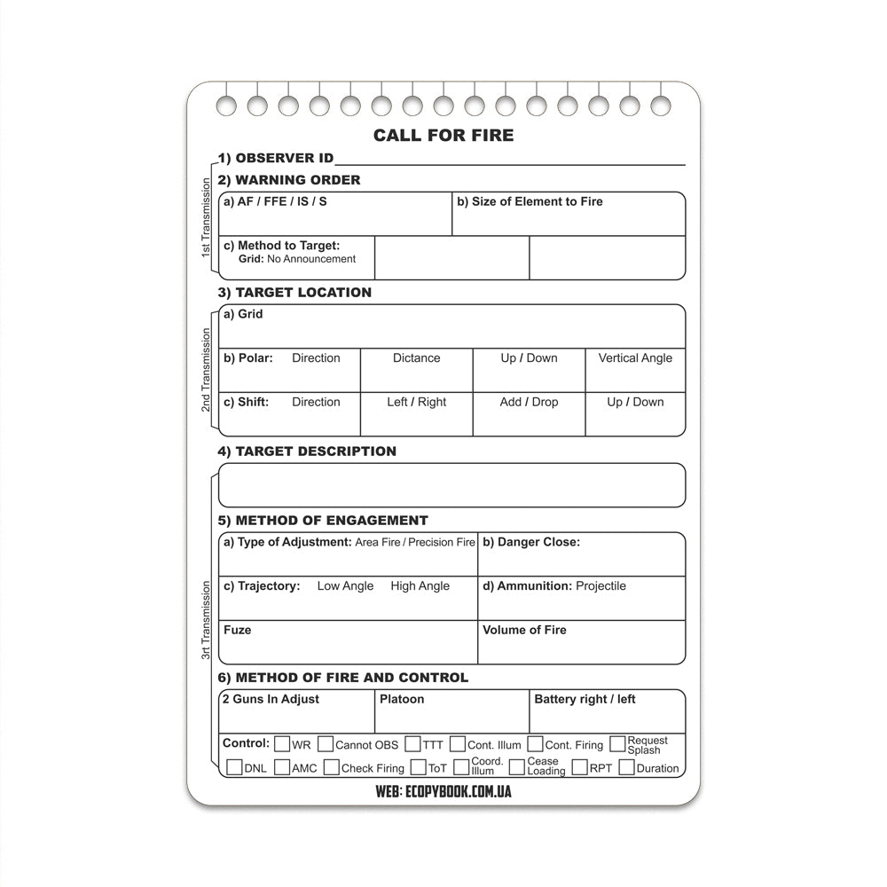 Carduri Call for Fire CFF Tactical Ecopybook M-Tac (set 5)