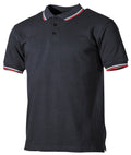 Tricou polo negru cu dungi rosu-alb MFH