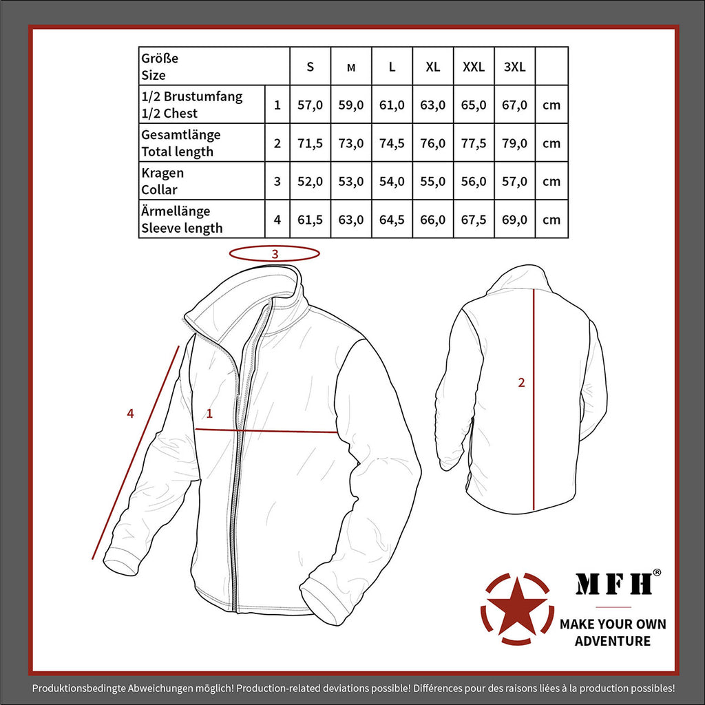 Geaca fleece tactica MFH cu gluga si fermoare YKK