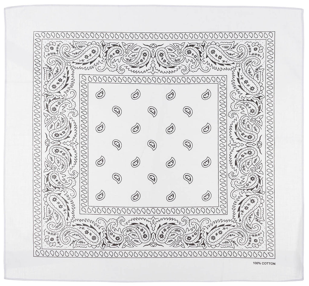 Bandana bumbac model paisley alb-negru MFH