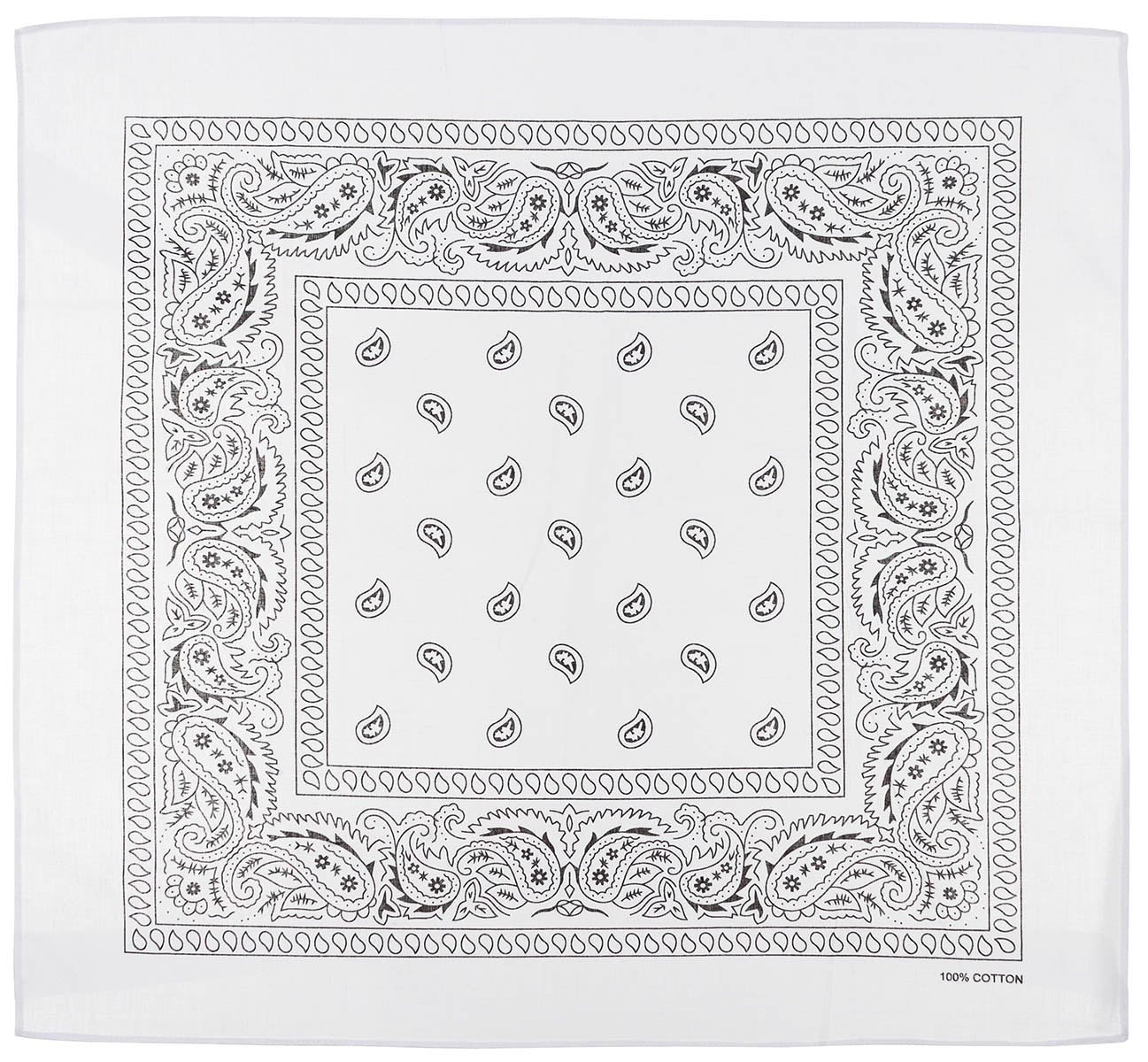 Bandana bumbac model paisley alb-negru MFH
