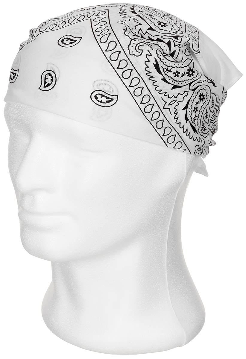 Bandana bumbac model paisley alb-negru MFH