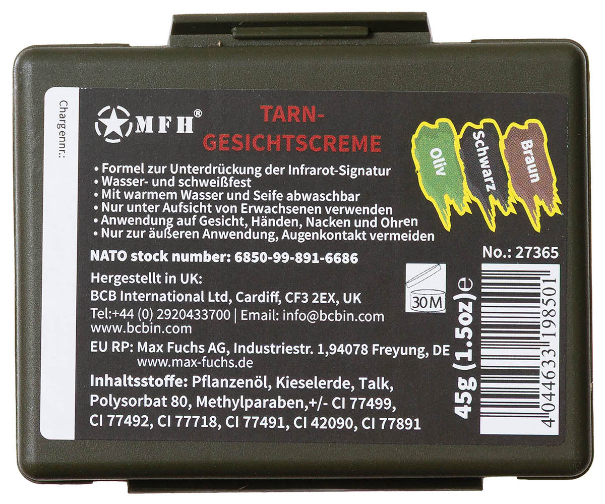 Vopsea camuflaj facial GB 3 culori cu oglinda MFH