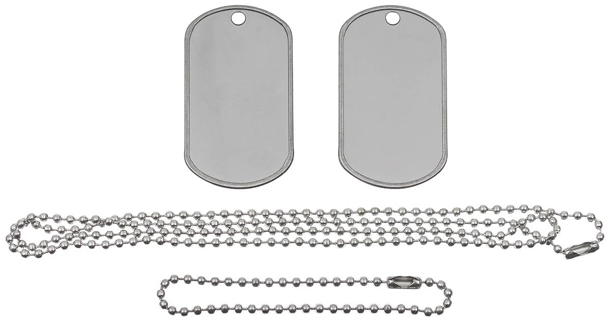Set placute identificare Dog Tag otel cu lanturi nichelate MFH