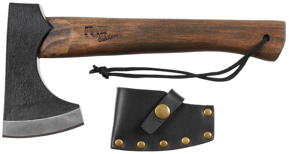 Topor Viking cu coada din lemn si teaca piele Fox Outdoor