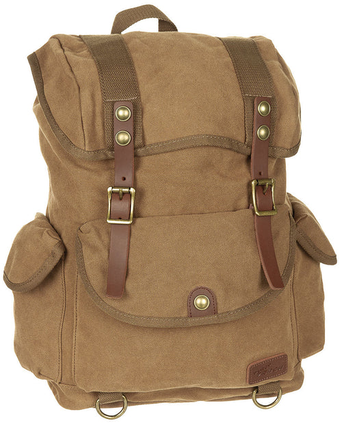 Rucsac canvas PT Pure Trash cu buzunare laterale, maro