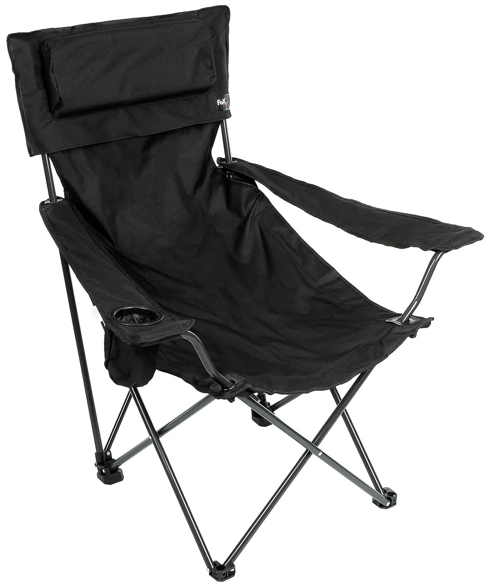 Scaun pliabil Deluxe cu spatar si cotiera Fox Outdoor