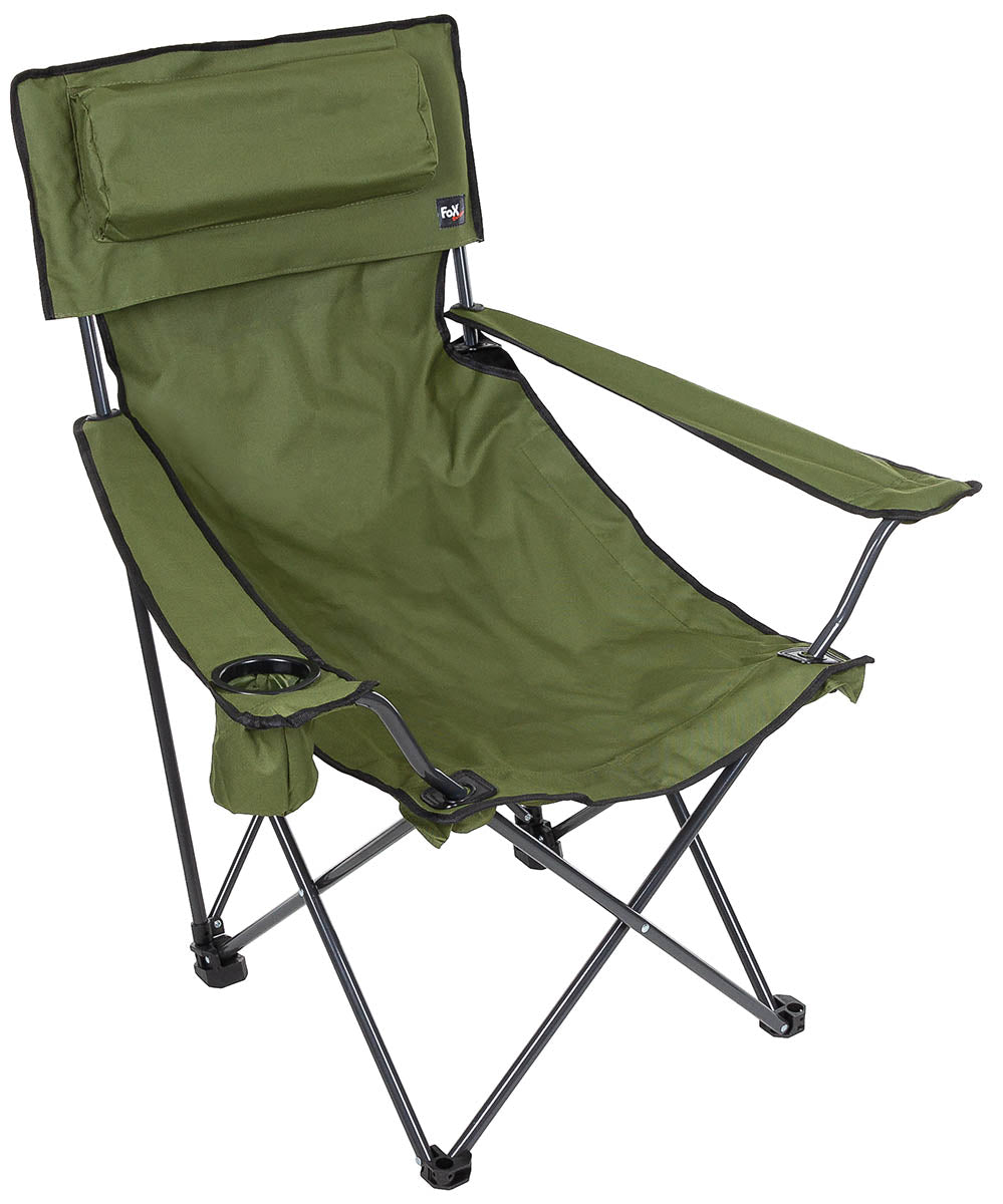 Scaun pliabil Deluxe cu spatar si cotiera Fox Outdoor