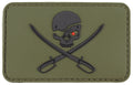Patch 3D Skull with Swords OD Green MFH