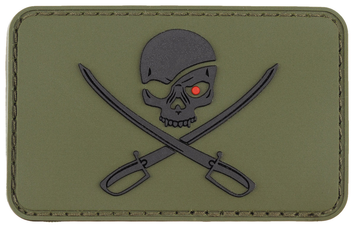 Patch 3D Skull with Swords OD Green MFH