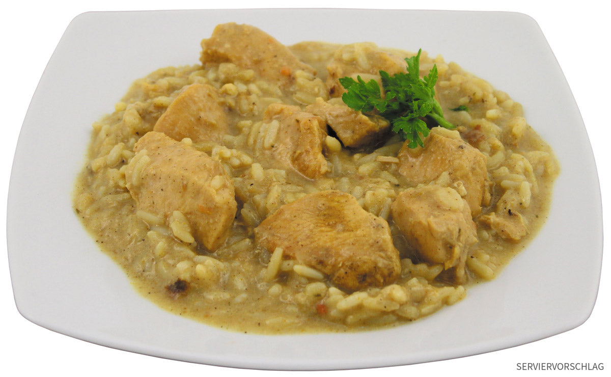 Curry de pui cu orez la conserva 400 g, set 12 buc, MFH