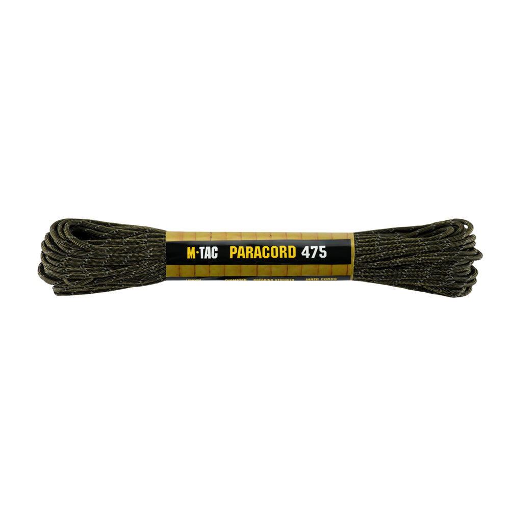 Paracord 475 M-Tac, 15 m, 7 fire, nailon rezistent - OD Green Reflectorizant