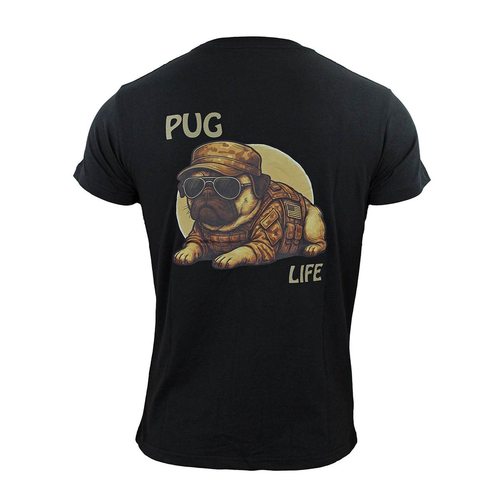 Tricou Pug Life Immortal Warrior negru cu imprimeu