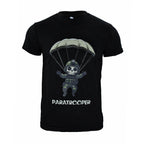 Tricou Paratrooper Immortal Warrior negru cu imprimeu