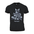 Tricou Tacticat negru cu imprimeu pisica Immortal Warrior