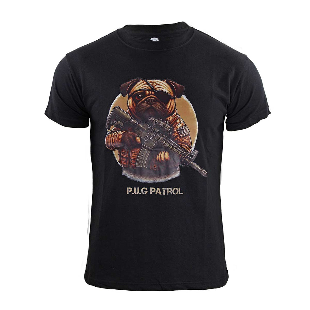 Tricou Pug Patrol Immortal Warrior negru cu imprimeu