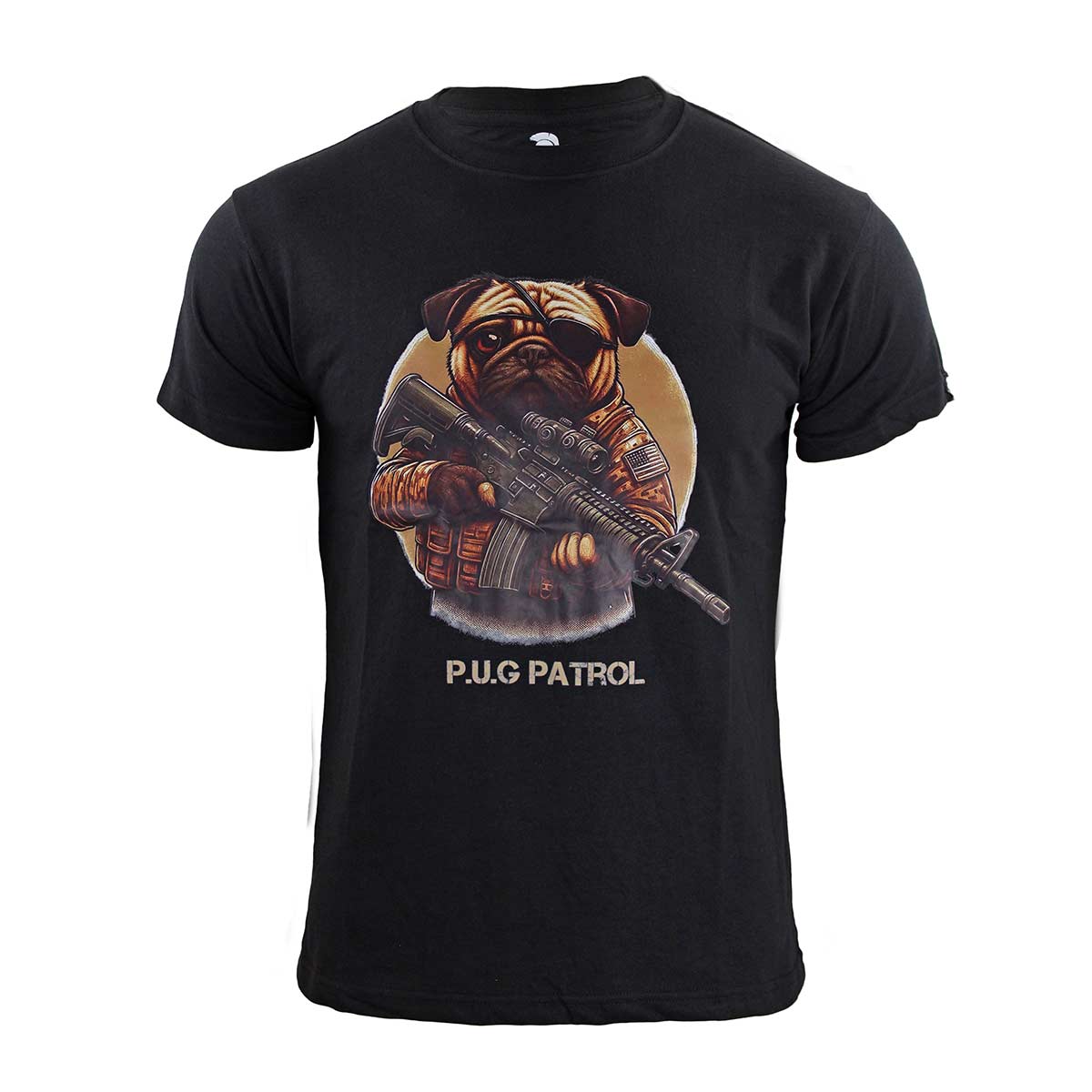 Tricou Pug Patrol Immortal Warrior negru cu imprimeu